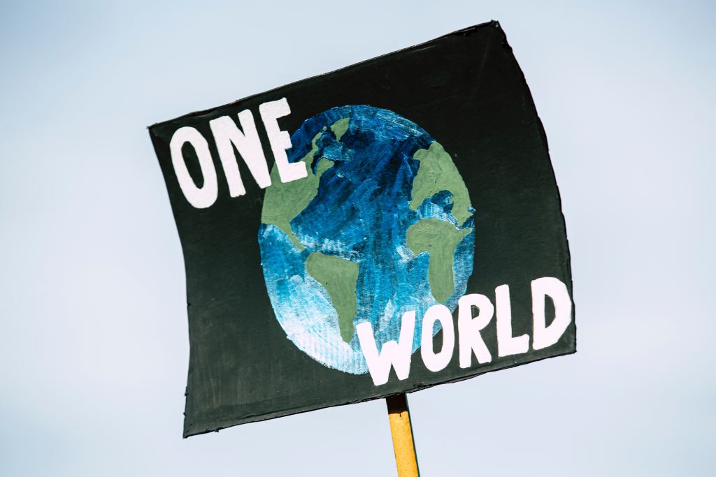 Carbon credits One world sign