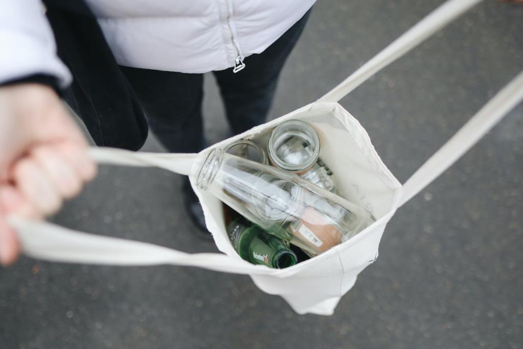 Sustainability Glass Bottles in Bag